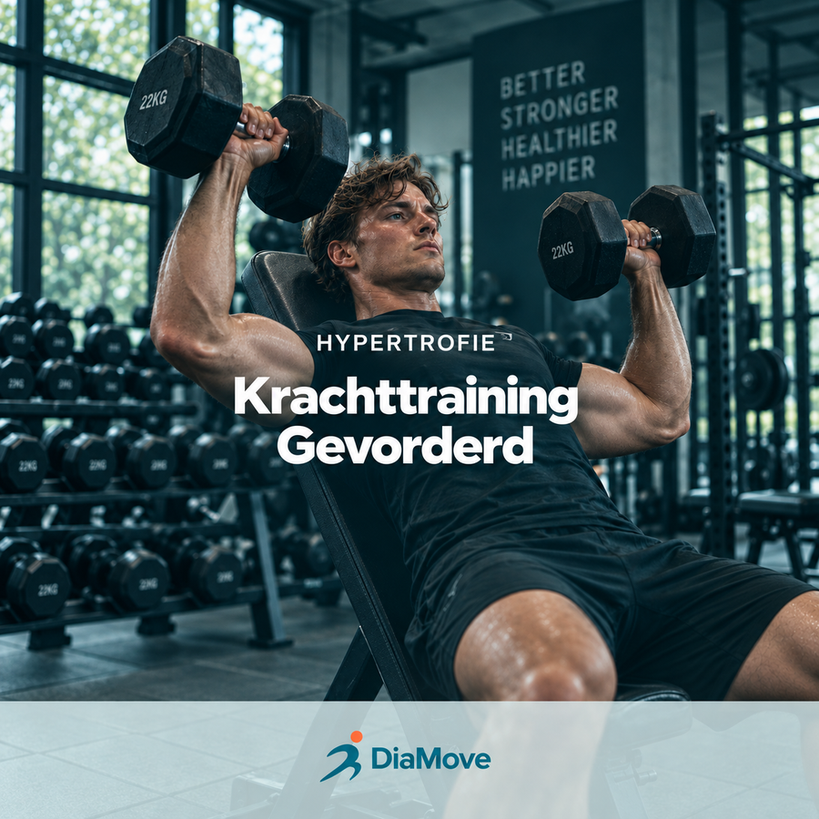 DiaMove Krachttraining Gevorderd – productcover van het hypertrofieschema met Upper/Lower-split