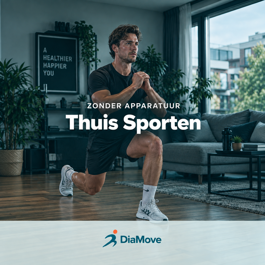 DiaMove Thuis Sporten – productcover van het krachtschema zonder apparatuur voor mensen met diabetes